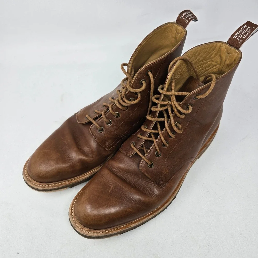 RM Williams Lace Up Boots Mens 11 Brown‎ Leather Rickaby Crepe Sole Outback
